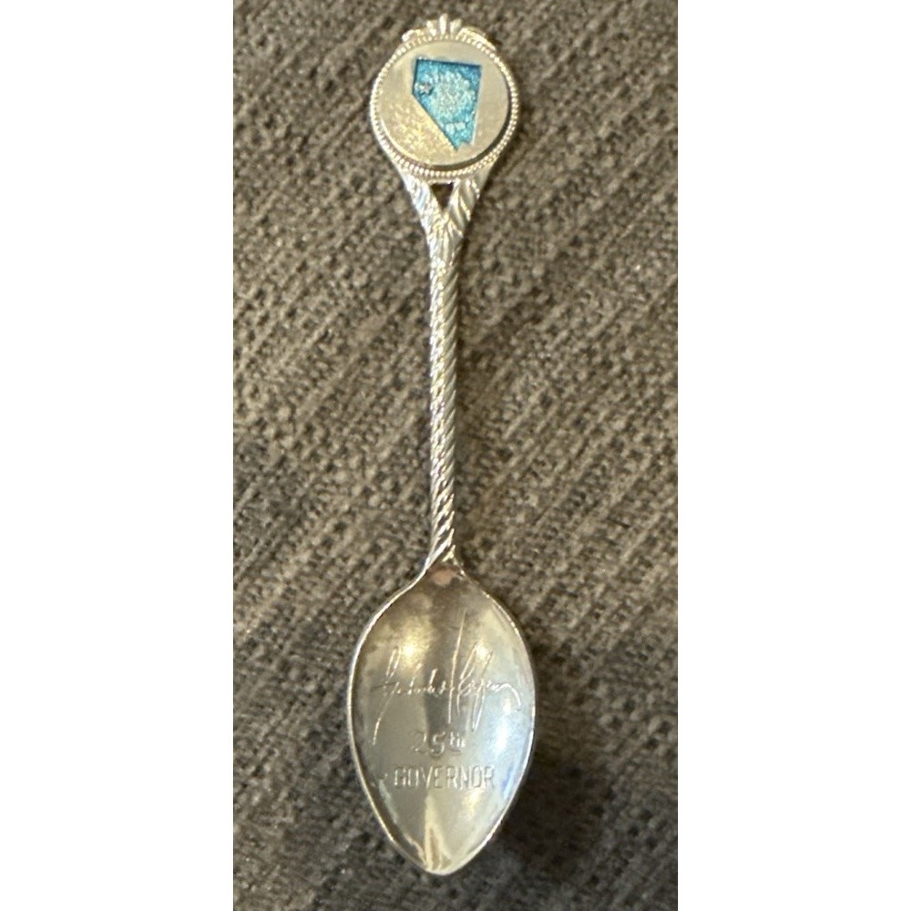 VINTAGE 25th Governor of Nevada Chrome Plated Souvenir Spoon - Signed‎